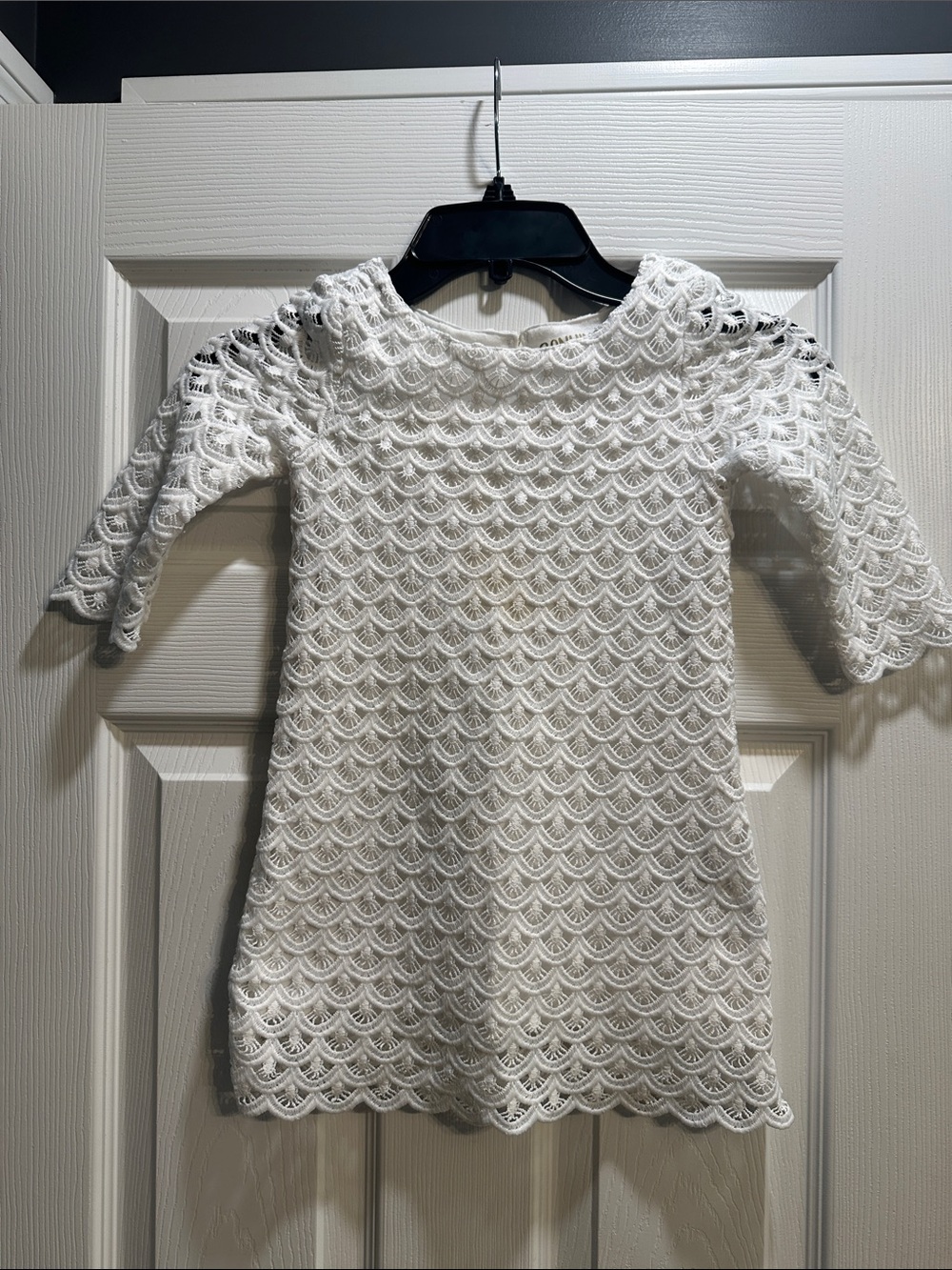 White Crochet Dress for Girls – Scallop Pattern